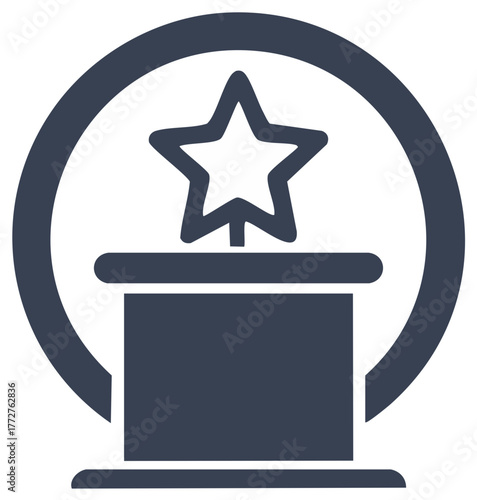 Stylish glyph of a Star trophy in a circle symbolizing achievement, success, and recognition in awards competitions