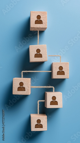Business Hierarchy Structure With Leadership Roles and Organizational Management, Team Coordination, Role Clarity and Corporate Governance, Cubes, Vertical bg