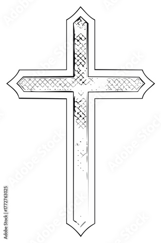 Stylized Christian Cross with Decorative Pattern