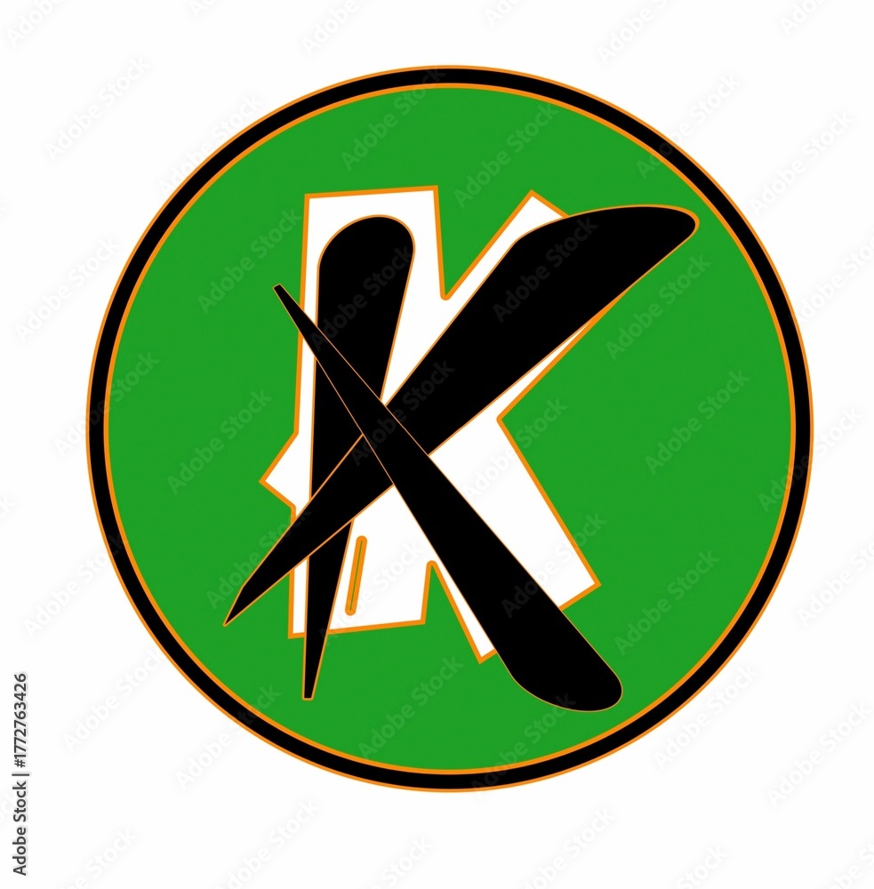 Fototapeta premium Modern Letter k Logo with Monogram Design on Green Background