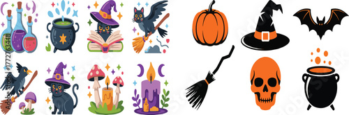 Set of futuristic holographic digital elements vector illustration for UI UX design projects