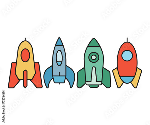 rocket icons set vector illustration