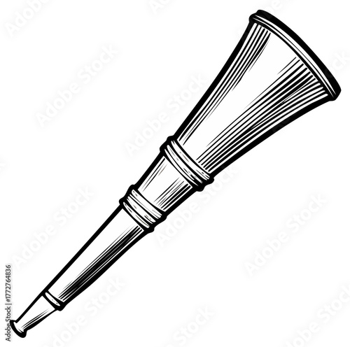 Vintage Bugle Horn Musical Instrument Illustration