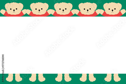 green frame background with funny teddy bear, card template, slide presentation backdrop