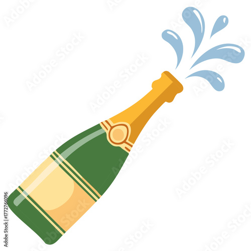 Champagne bottle exploding with celebration splash effervescent liquid