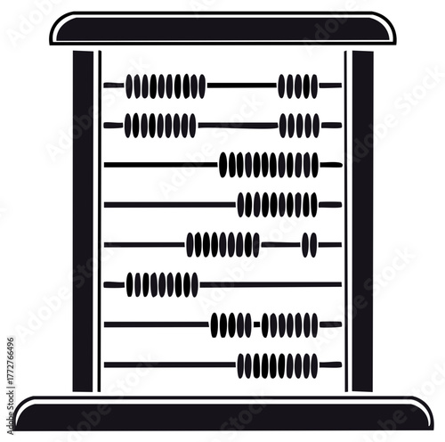 Traditional wooden abacus with multiple rows of beads for counting and calculation