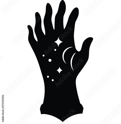 Mystic Hand Silhouette Esoteric Palmistry Divination Occultism Sign Flat Icon