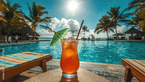 Swimming pool with cocktails