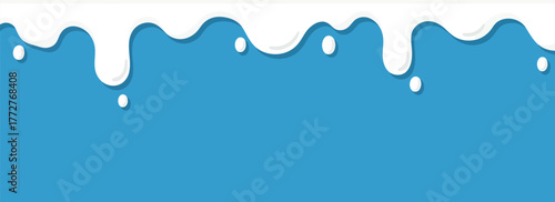 White Creamy Dripping Liquid on a Vivid Blue Background Abstract Graphic