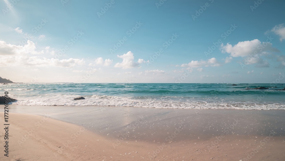 Fototapeta premium Sunny day with vibrant beach and ocean views