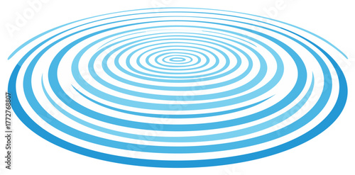 Stylized blue water ripple effect with concentric circles and perspective view