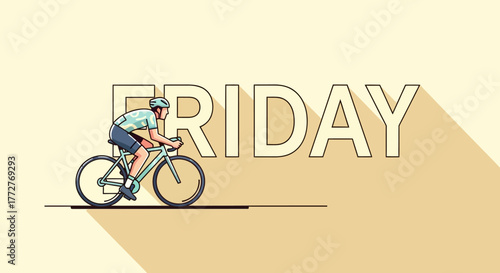 Stylized Friday cycling illustration evoking a sense of athletic freedom and weekend anticipation