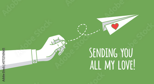 Expressing affection with a paper airplane, symbolizing love and connections reaching far away