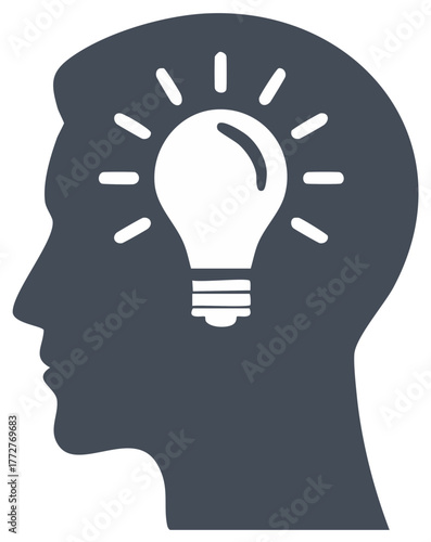 Wallpaper Mural Human head silhouette with a glowing lightbulb symbolizing a new idea or inspiration within the mind Torontodigital.ca
