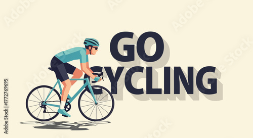 Encouraging cycling illustration featuring a cyclist riding next to motivational text