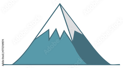 Majestic mountain peak covered with fresh snow simple design for adventure travel logo and alpine landscape icon