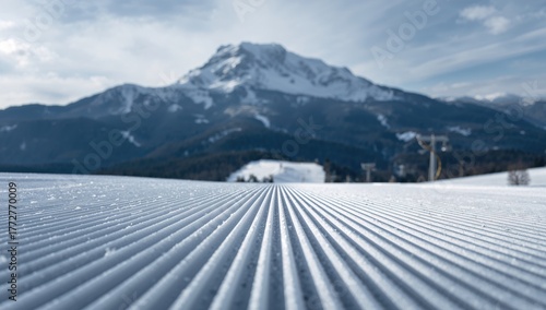 Freshly groomed ski run slo...
