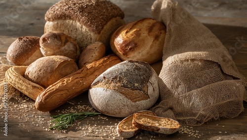 Natural Loaf Symbolizing Culinary Ingredients and Bakery Items