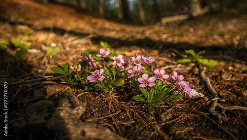 Tiny Pink Blossoms Scattere...