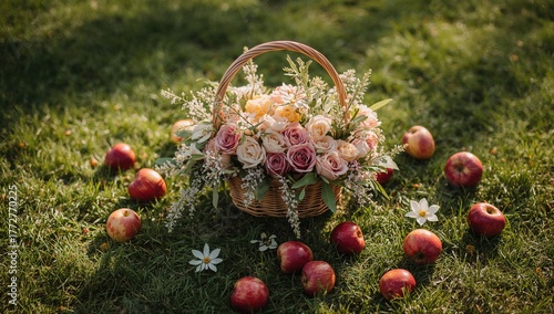 Basket filled with floral a...