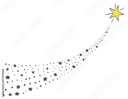 Shooting Star Trail with Particle Effect Animation and Space Dust Sparkles