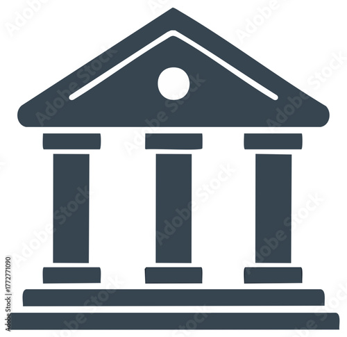Flat vector icon of a bank courthouse or government building with classic columns