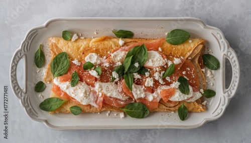 Crepes topped with smoked s...