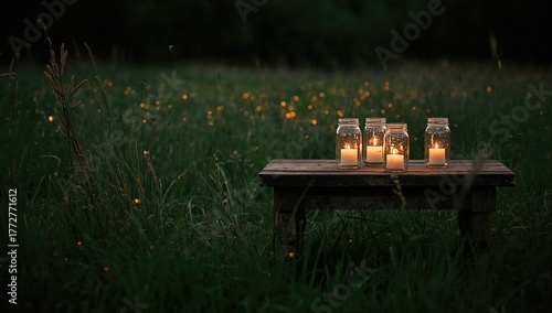 Fireflies contained in jars...