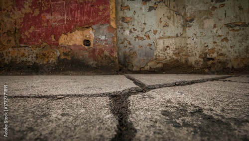 Cracked pavement stones, ur...