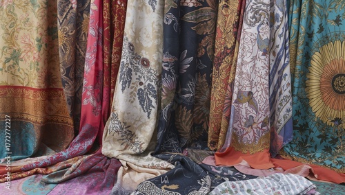 Wallpaper Mural Different fabric materials and backdrop designs, ideal for creative layouts Torontodigital.ca