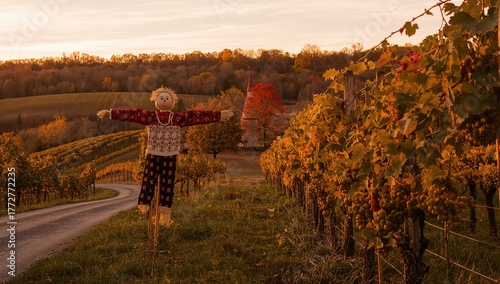 Rustic windmill scarecrow a...