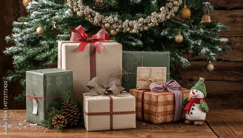 Gift boxes wrapped for a fe...