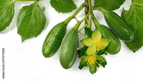 Fresh young cucumber leaves...