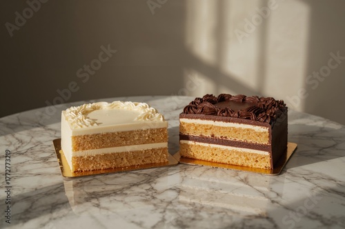 Two Cakes Divided Into Squa...