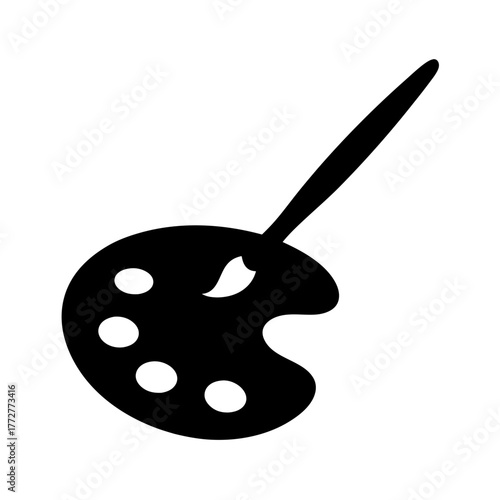 Silhouette of a Paint Palette and Brush ready to create beautiful masterpieces