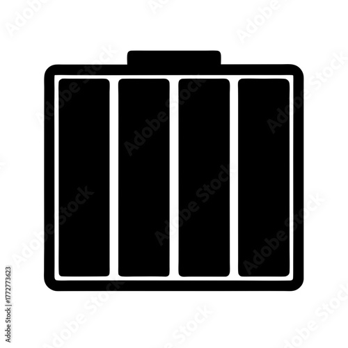 Simple black and white storage container with dividing walls illustration