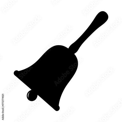 Simple Black and White Illustration of a Handbell on a White Background