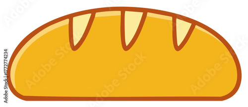 Cartoon Loaf of Golden Bread with Three Slices Bakery Food Illustration