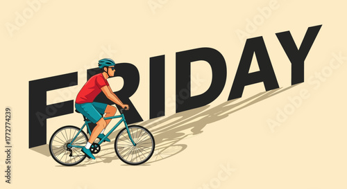Cycling into the weekend: A stylized illustration of Friday freedom and active living
