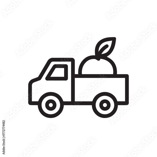 Farm Truck Icon, Harvest Delivery Agriculture Vector.