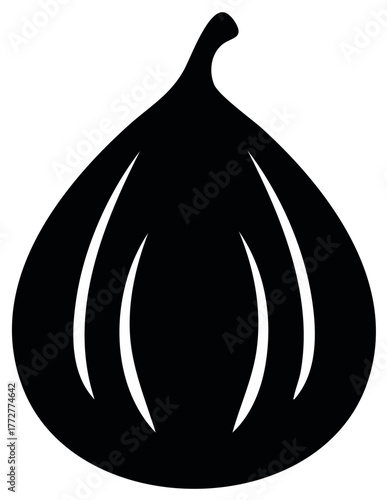 Simple black fig fruit silhouette vector icon. Minimalist flat graphic design element for food or nature themes.