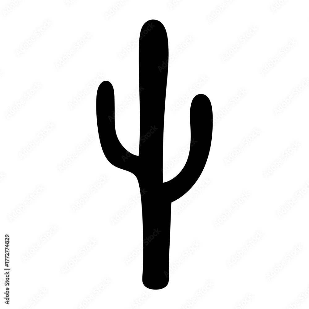 Obraz premium Silhouette of a saguaro cactus on a white background is isolated