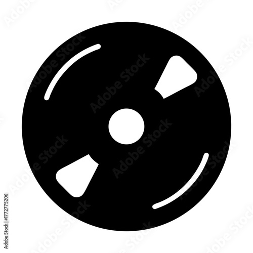 Abstract black circle with central hole and three rounded cutouts design