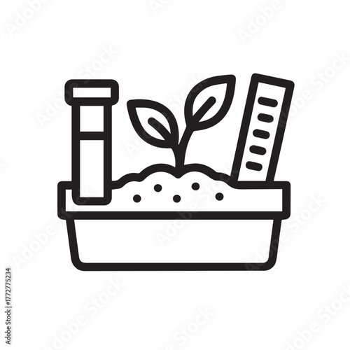 Soil Test Kit Icon, Agriculture Science Line Vector