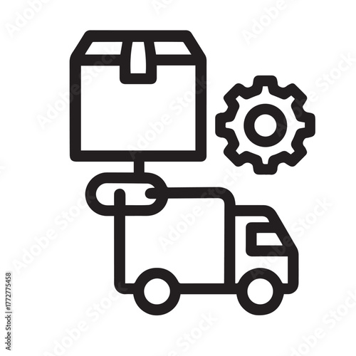 Supply Chain Icon, Agriculture Logistics Line Vector.