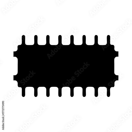 Black and white image of an integrated circuit chip or similar component