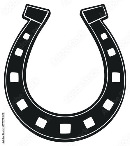 Stylized black horseshoe illustration representing good luck and traditional Western charm