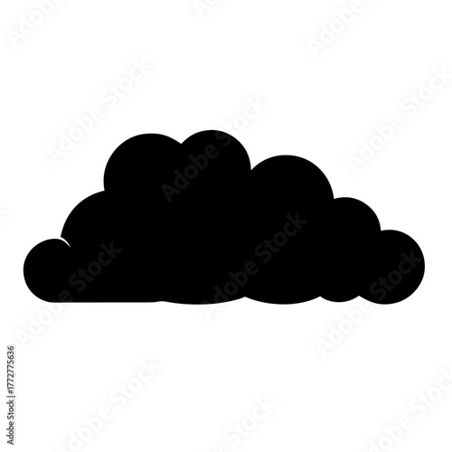 Silhouette of a cumulus cloud formation in the sky against white backdrop