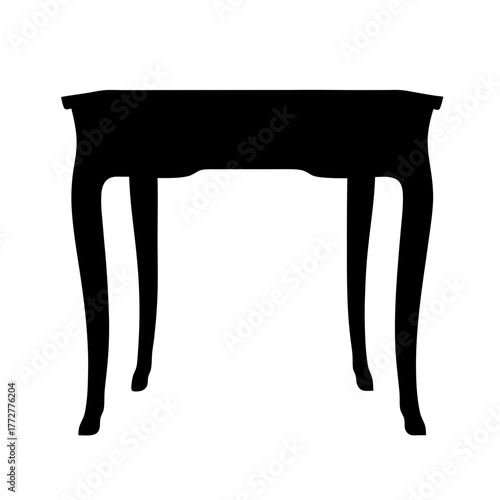 Silhouette of a vintage side table with curved legs and apron