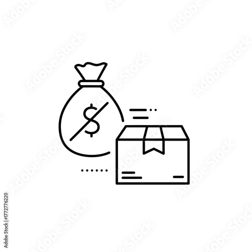 Free delivery service with no money bag and package box.